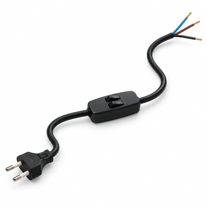 Conexión negra con dos interruptores y cable de 2 m