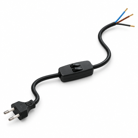 Conexión negra con dos interruptores y cable de 2 m