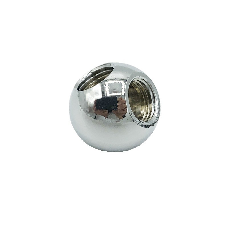 Esfera cromada con dos salidas 10/100 y 20mm diámetro