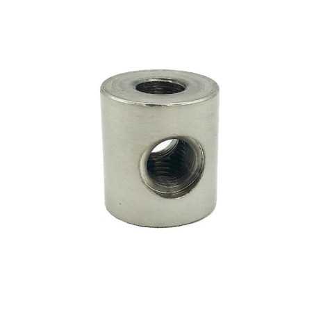 Taco cilindro acero mate cuatro salidas 24mm alto x 22mm