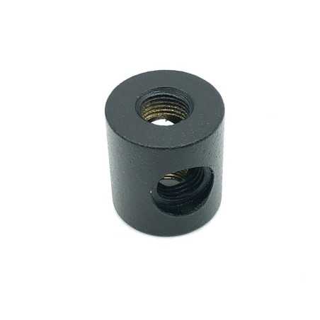 Taco cilindro negro cuatro salidas 22mm diámetro x 25mm