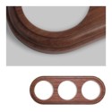Marco triple mecanismos empotrar madera oscura redondo