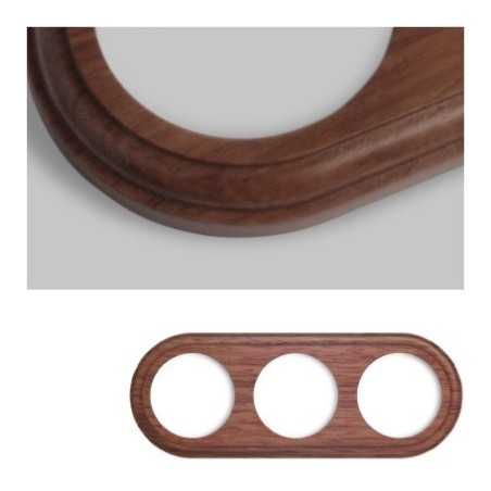 Marco triple mecanismos empotrar madera oscura redondo