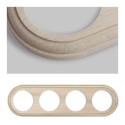 Marco para cuatro mecanismos madera natural redondo