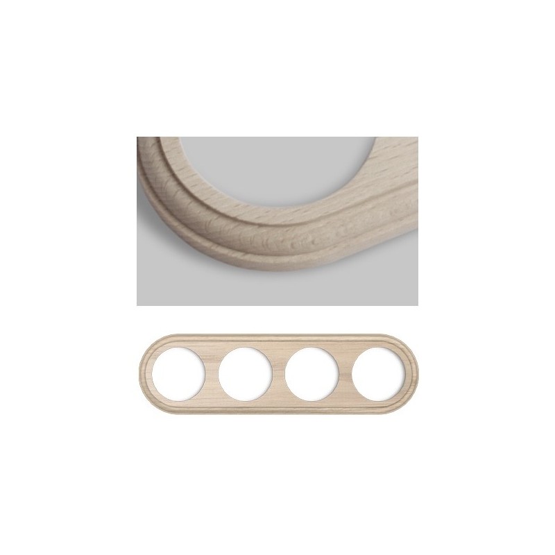 Marco para cuatro mecanismos madera cruda redondo - Interruptores de  porcelana para empotrar - Fabricatulampara