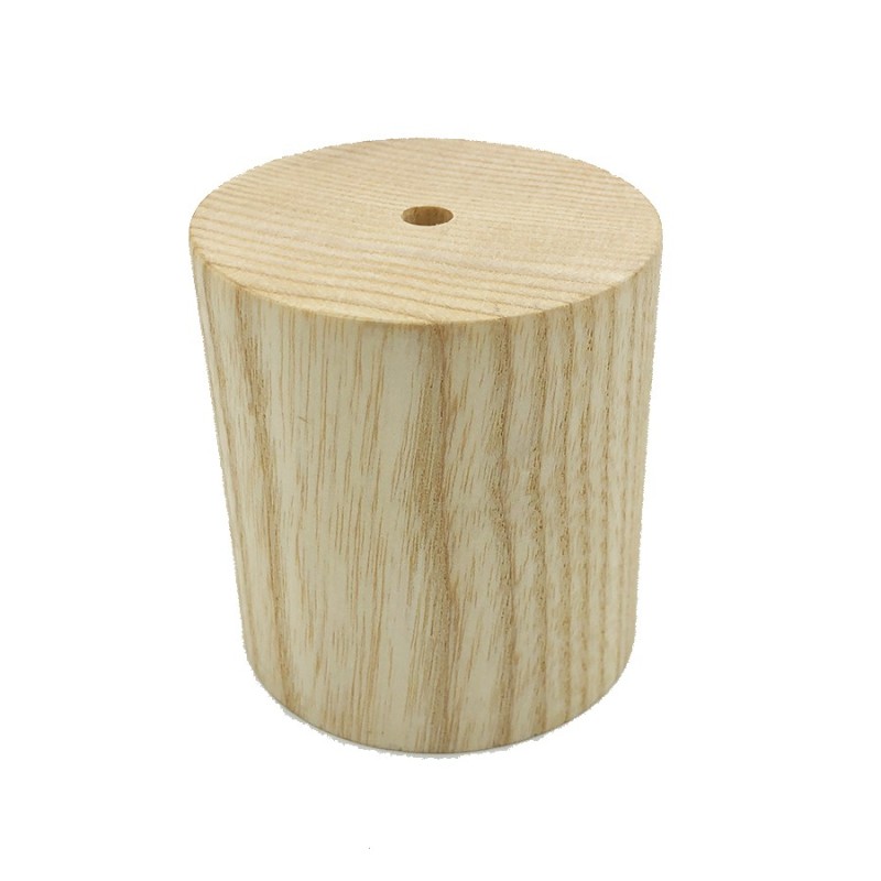Funda de madera natural lisa para portalámparas E27 65mm
