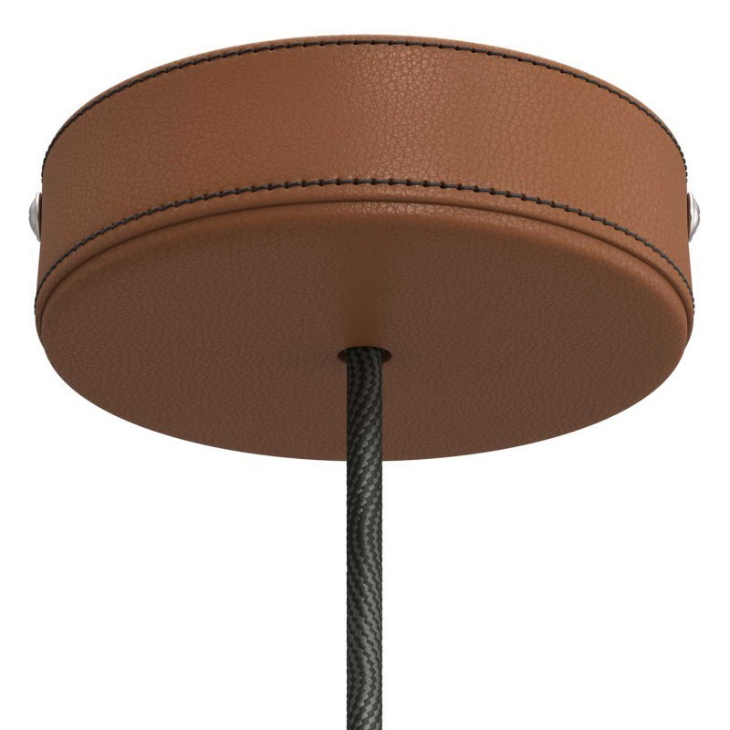Soporte de lámpara forrado en piel marrón 124mm