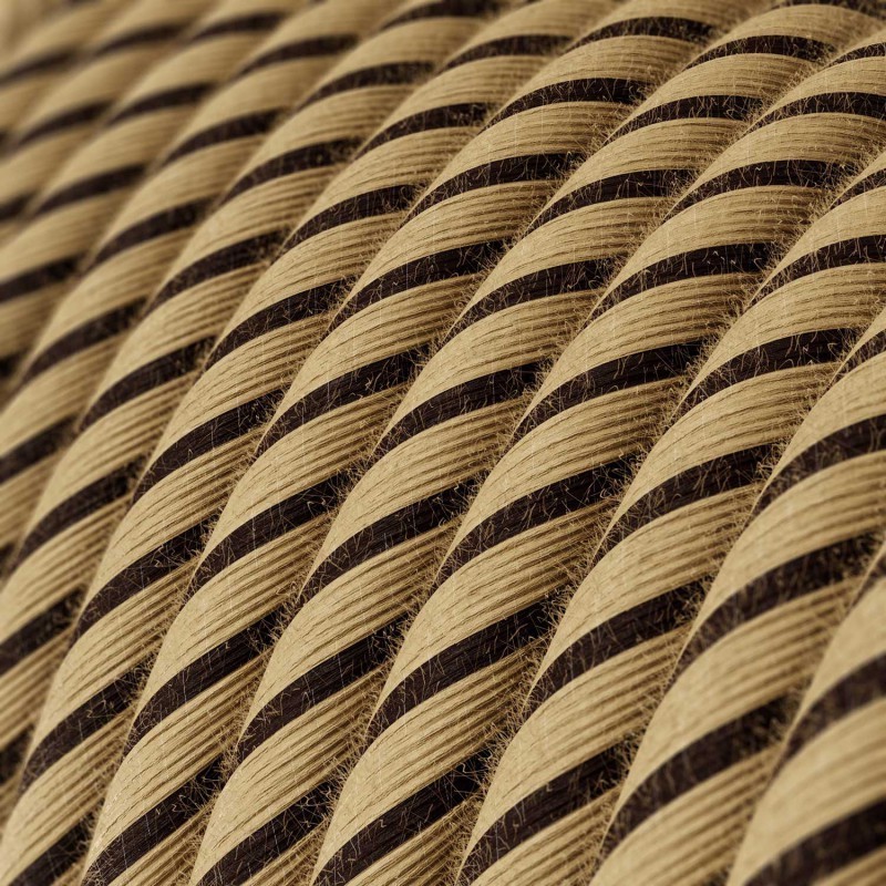 Cable decorativo textil a metros homologado marrón rayado
