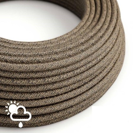 Cable textil decorativo para exteriores color lino marrón