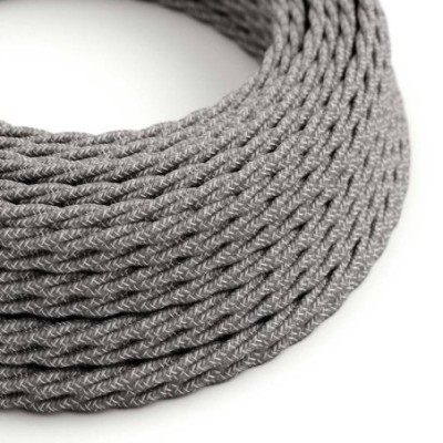 Cable decorativo textil trenzado acabado seda lino gris