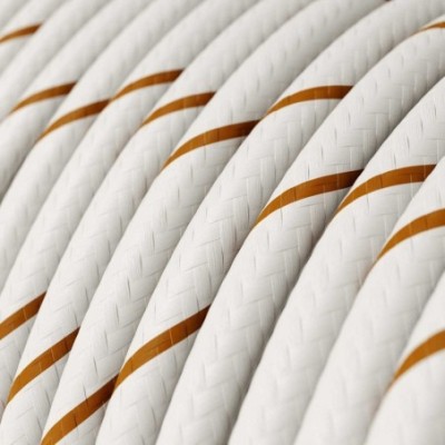 Cable decorativo textil a metros homologado blanco y ocre
