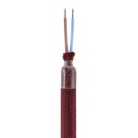 Tubo flexible forrado de tela burdeos para hacer lámparas