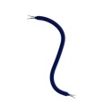 Tubo flexible forrado de tela azul para hacer lámparas