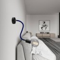 Tubo flexible forrado de tela azul para hacer lámparas