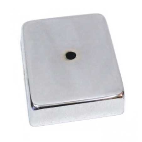 Soporte de metal cromo brillo 120mm x 95mm y una salida