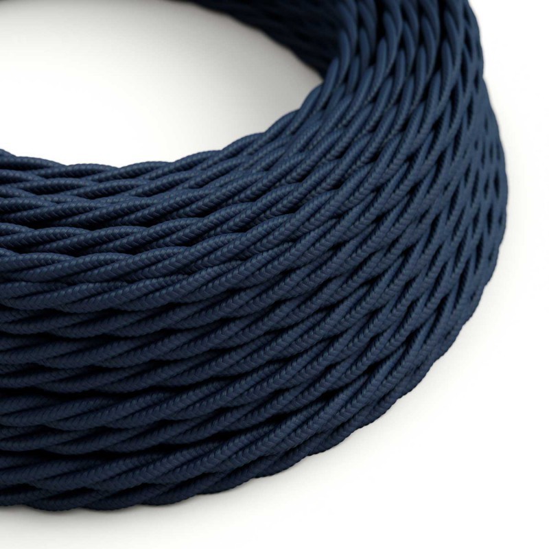 Cable decorativo textil trenzado acabado color azul