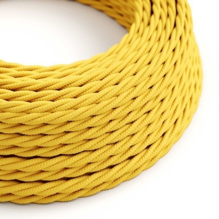 Cable decorativo textil trenzado acabado color amarillo