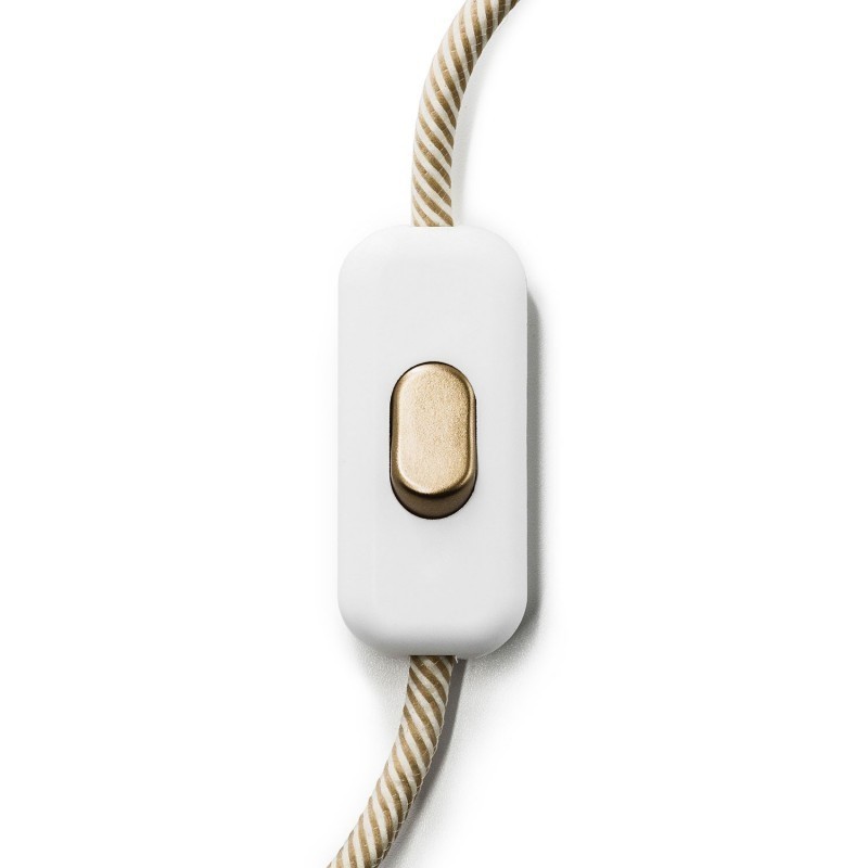 Interruptor de paso blanco y dorado para lámparas