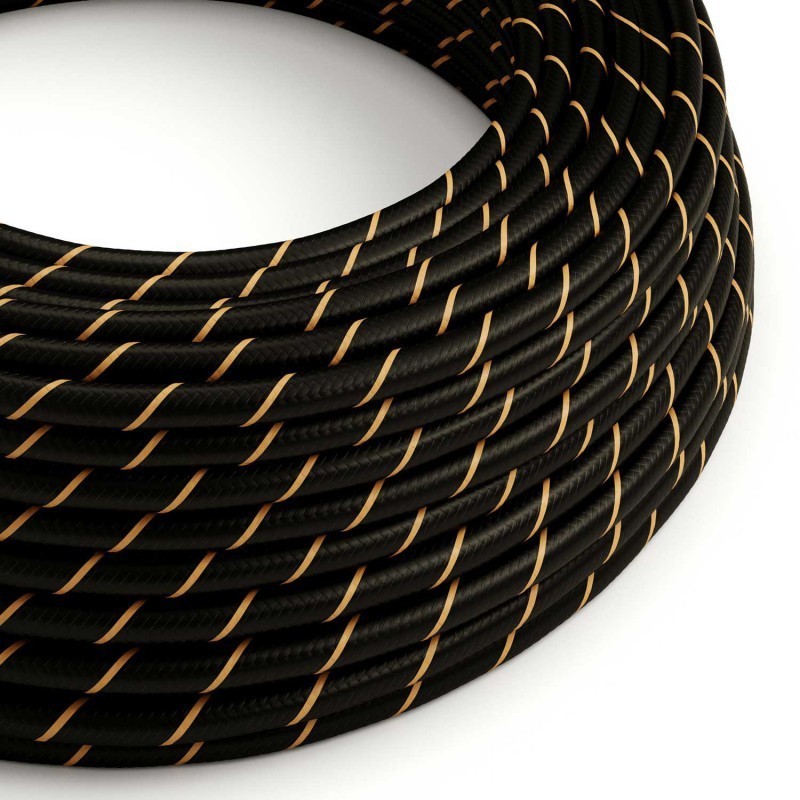 Cable decorativo textil a metros homologado negro dorado
