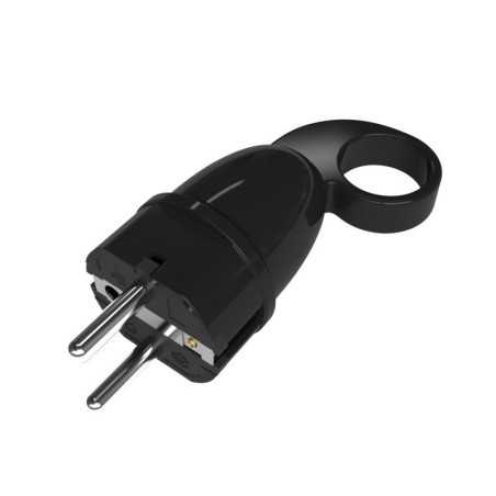 Clavija de goma tipo schuko 10/16A color negro
