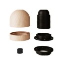 Portalámparas rosca E27 con arandelas madera natural