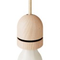 Portalámparas rosca E27 con arandelas madera natural