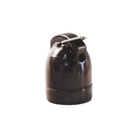 Portalámparas porcelana doble entrada E27 con gancho
