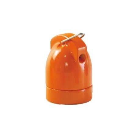 Portalámparas porcelana doble entrada E27 con gancho
