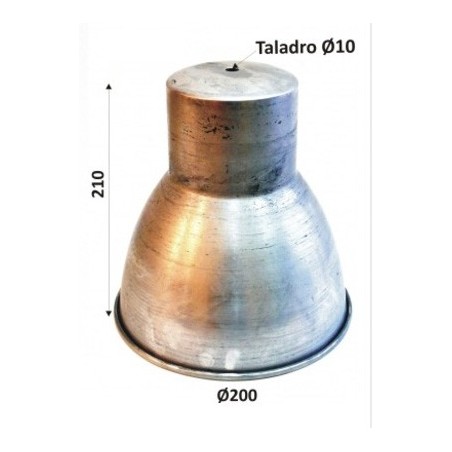 Campana de metal aluminio 210mm alto x 200mm diámetro