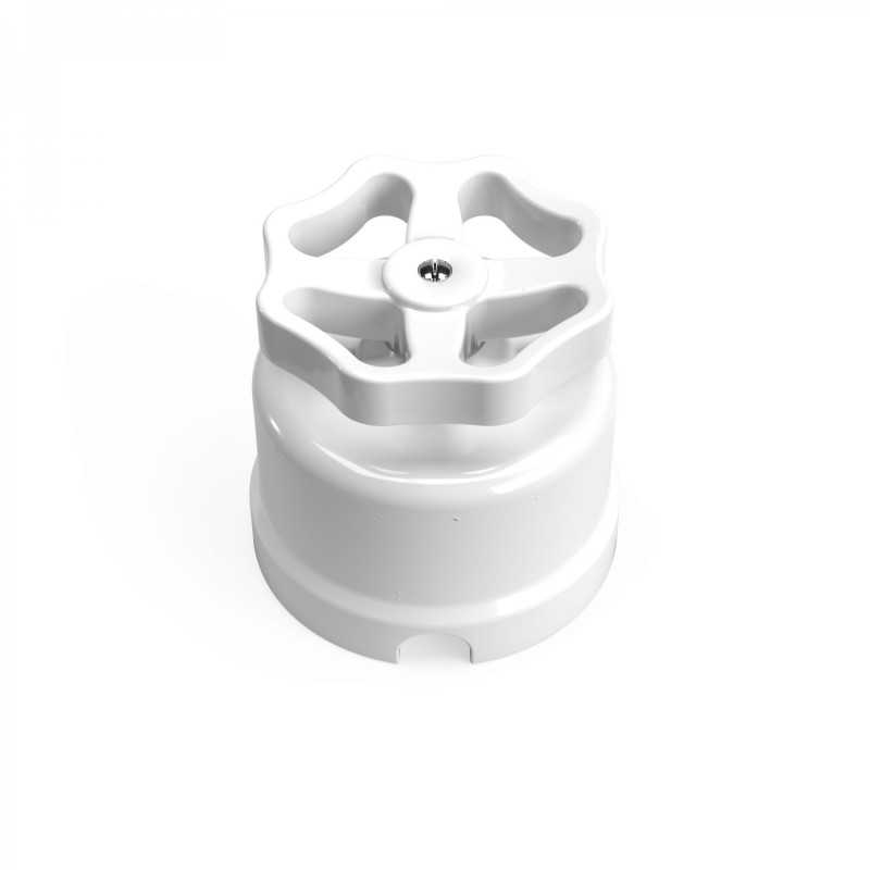 Conmutador porcelana blanco con roseta de colores