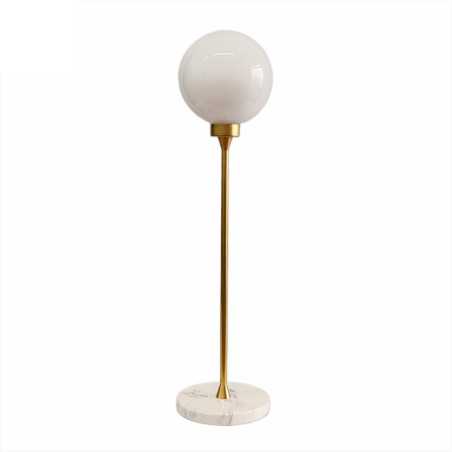 Lámpara de mesa con pie de mármol y globo de cristal