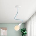 Tubo flexible forrado de tela azul cielo para hacer lámparas
