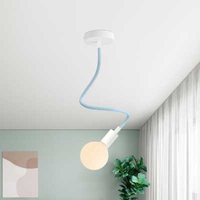 Tubo flexible forrado de tela azul cielo para hacer lámparas