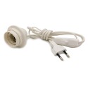 Portalámparas E27 con interruptor y clavija blanco