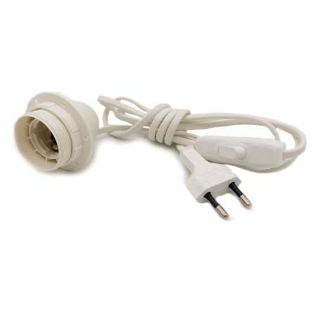 Portalámparas E27 con interruptor y clavija blanco