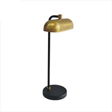 Lámpara de mesa estilo banquero con tulipa de latón