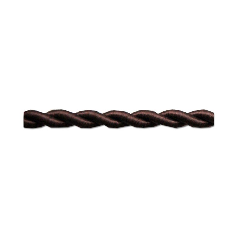 Cable decorativo textil trenzado acabado seda color marrón