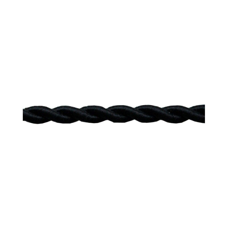 Cable decorativo textil trenzado acabado seda color negro