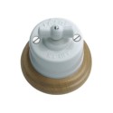 Conmutador porcelana base madera barniz y lazo porcelana