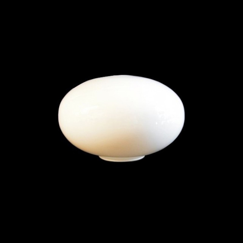 Bola de cristal achatada blanco brillo sin cuello