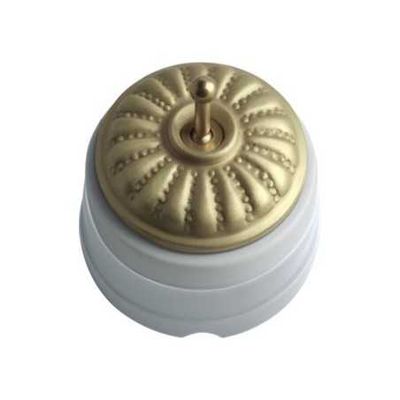 Conmutador porcelana tapa grabada satín y patilla satín