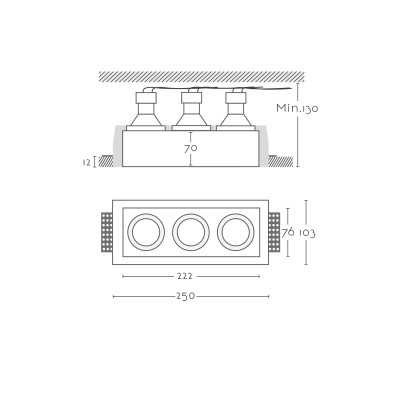 Foco escayola GU10 222mm x 76mm y altura 130mm