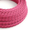 Cable decorativo textil trenzado acabado color rosa