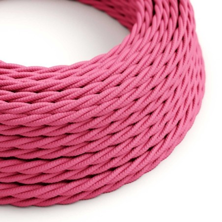 Cable decorativo textil trenzado acabado color rosa
