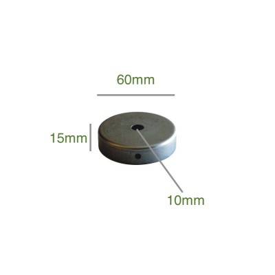 Soporte de hierro 60mm diámetro x 15mm y una salida