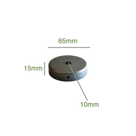 Soporte de hierro de 65mm diámetro x 15mm y una salida