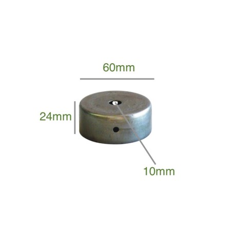 Soporte de hierro de 60mm diámetro x 24mm y una salida