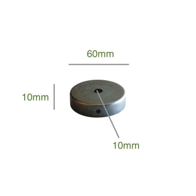 Soporte de hierro 60mm diámetro x 10mm y una salida