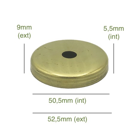 Tapa portaglobos de latón 50,5mm diámetro x 5,5mm
