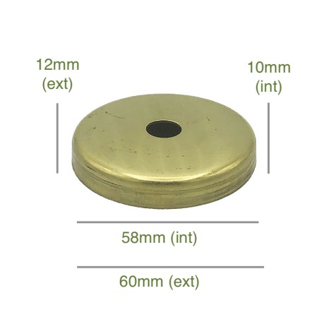 Tapa portaglobos de latón 58mm diámetro x 10mm